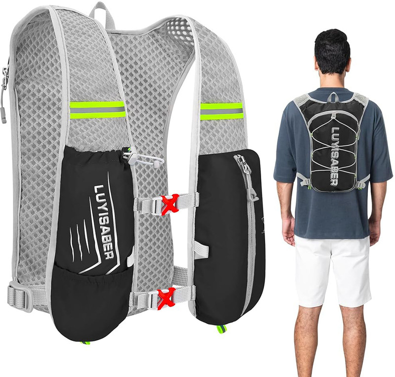 LQZ Lightweight Hydration Vest For Running Cycling Skiing Camping 0.592 L Backpack(Black)