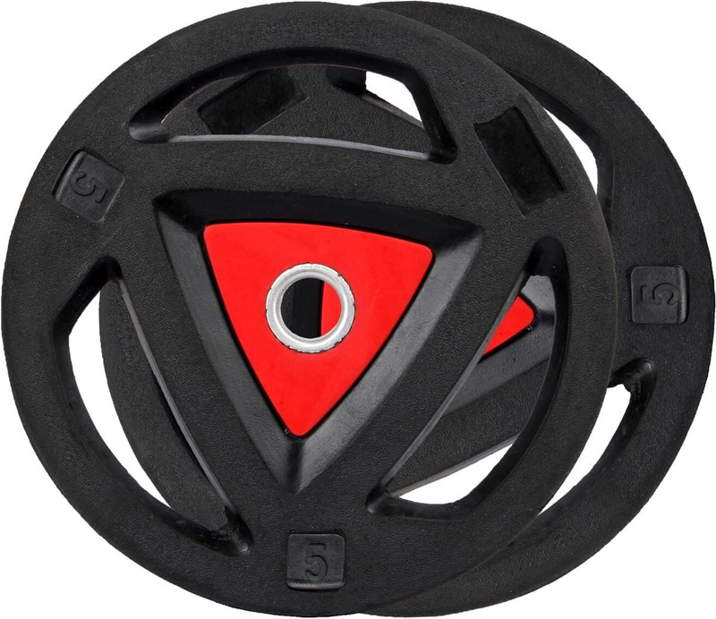IGNITE WEIGHTS 5 kg Rubber Coated Tri-Grip Weight Plates for Rods Upto 51MM (5 Kg x 2pc = 10 kg) Home Gym Combo