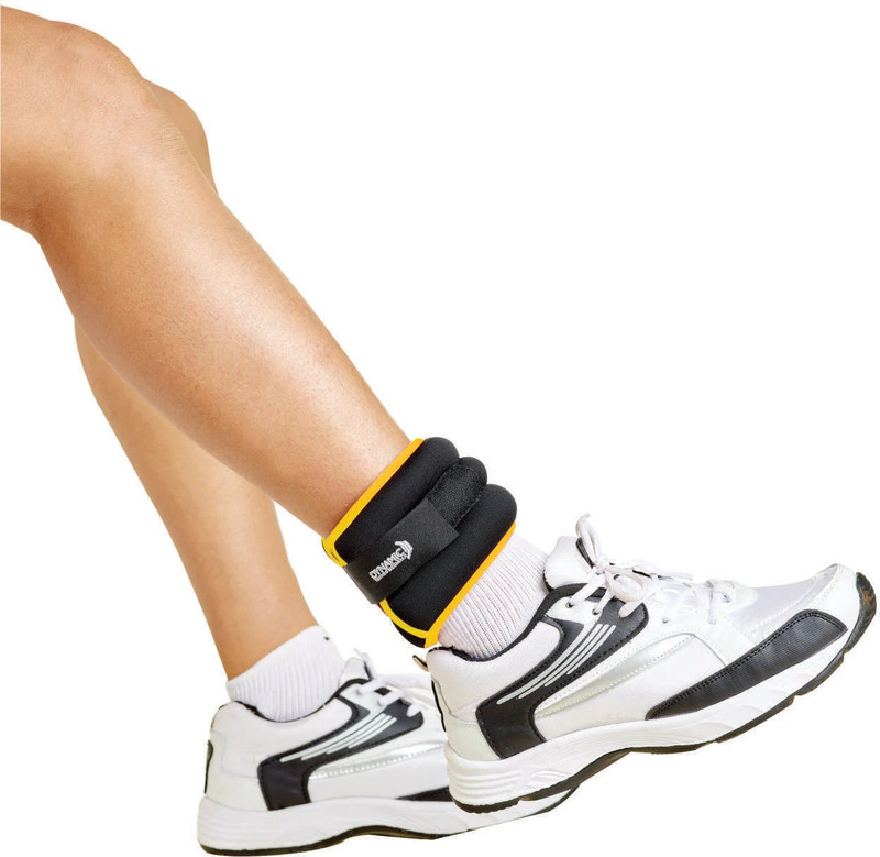 Dyna Weight Cuff | Weighted Straps for Jogging, Aerobics, Toning Cardio, Glutes Yellow Ankle & Wrist Weight(2 kg)