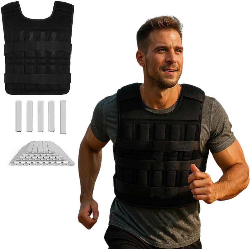 Hukimoyo Weighted Vest For Gym Fitness Workout with Adjustable Steel Plates Jacket Black Weight Vest(10 kg)