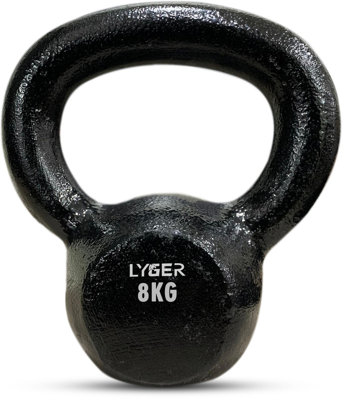 LYGER Kettlebell for Strength/Fitness/Kettle Bell for Home Gym Black Kettlebell(8 kg)