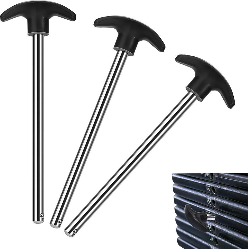 Verilux 3 Pcs Gym Equipment Weight Stack Selector Pin 6 Inch T Handle Replacement Black Weight Plate(1.5 kg)