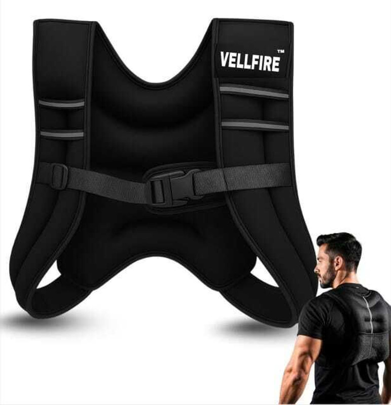 VELLFIRE Reflective Stripe Workout Black Weight Vest(7.5 kg)