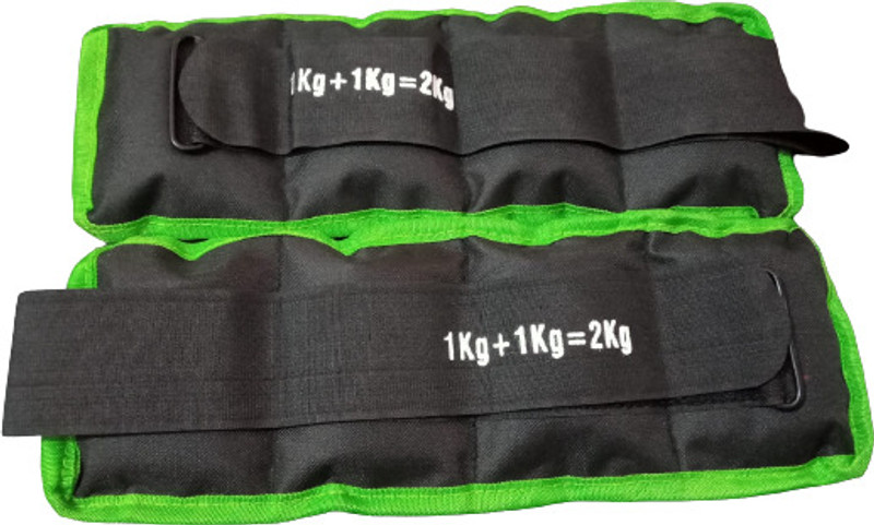 bulls fitness Ankle Weights Strength Training, Jogging Weight Sets, 1 Kg X 2 Black, Green Ankle & Wrist Weight(2 kg)