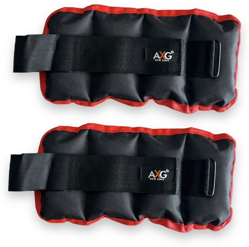 AXG NEW GOAL Premium and Adjustable (1Kg X 2) Black Ankle & Wrist Weight(2 kg)