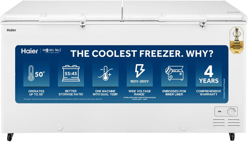 Haier 515 L Double Door Combo Chest Freezer(White, HFC-550CM5)