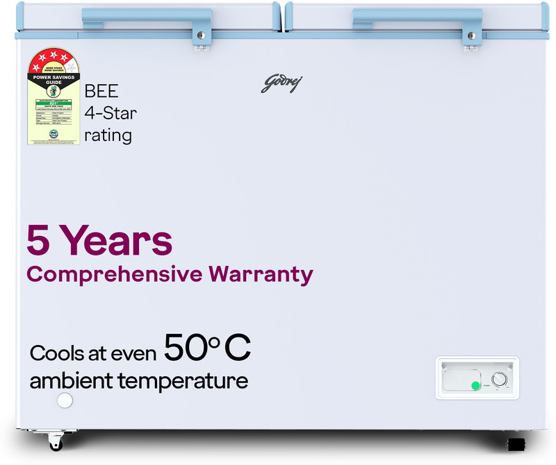 Godrej 505 L Double Door Standard Deep Freezer(White, DH ESNCH 525E 2HCLP RW, 5 Star)