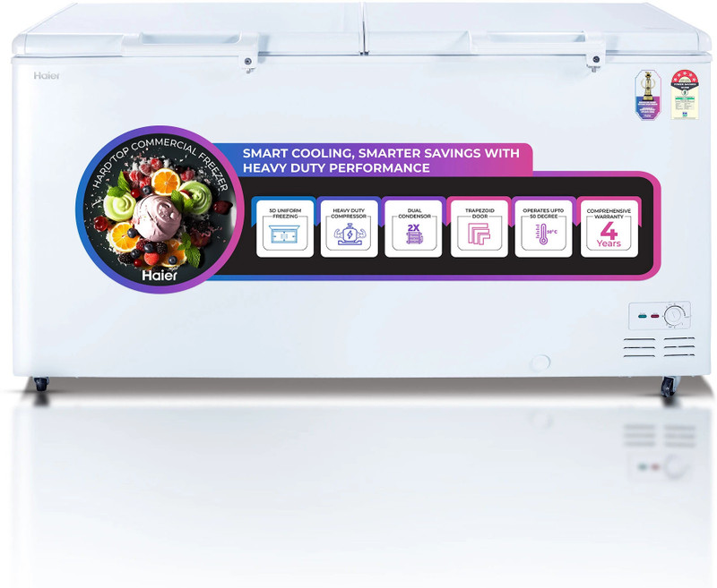 Haier 524 L Double Door Standard Deep Freezer(White, HFC-588DM5, 5 Star)