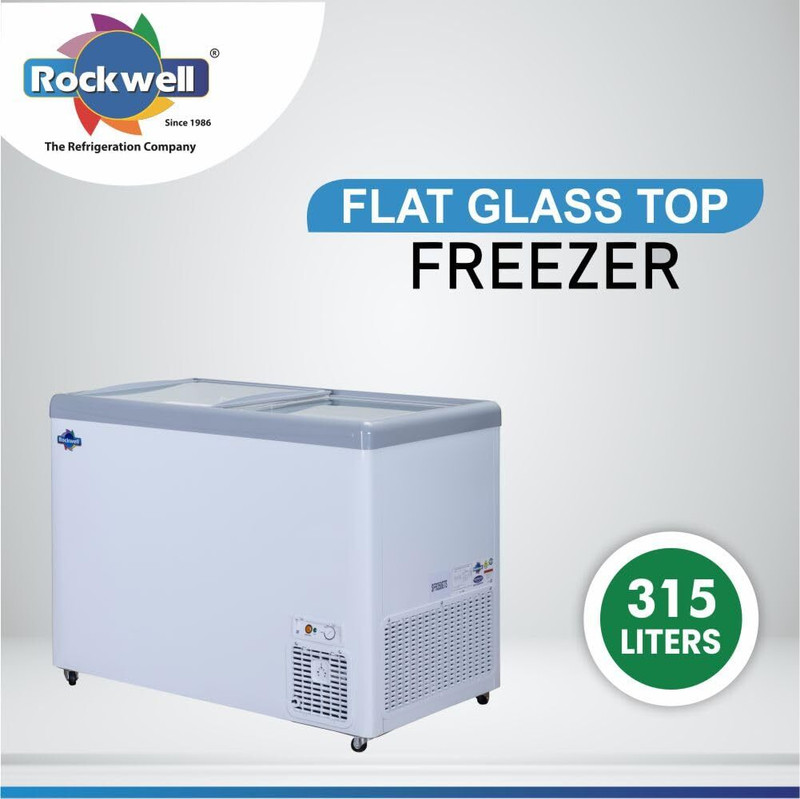 Rockwell 350 L Double Door Standard Deep Freezer(White, 350GTS GlassTop Deep Freezer, 5Star, 4Yr Warranty, Sliding Lid, Energy Efficient, 5 Star)