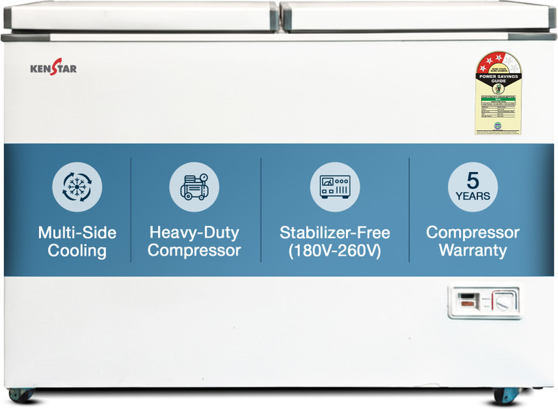 Kenstar 323.0 L Double Door Standard Deep Freezer(White, 300VCF3DDKS26W, 3 Star)