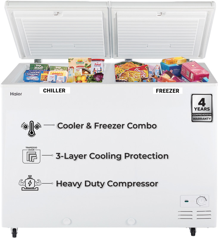Haier 303 L Double Door Combo Chest Freezer(White, HFC-325CM5)