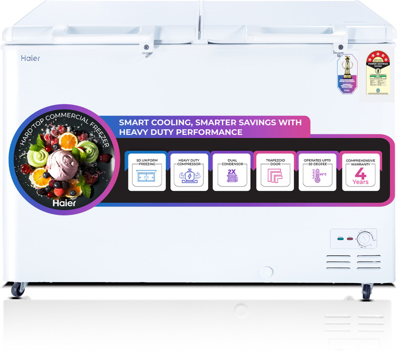 Haier 383 L Double Door Standard Deep Freezer(White, HFC-400DM5, 5 Star)