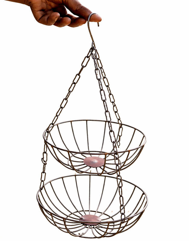 THEMETALWORK Iron Fruit & Vegetable Basket(White)