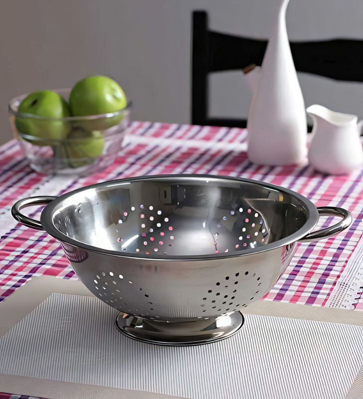 MINDKING Large Stainless Steel Strainer -Big Colander Perfect for Pastas, Noodls,, Fruits Stainless Steel Fruit & Vegetable Basket(Steel)