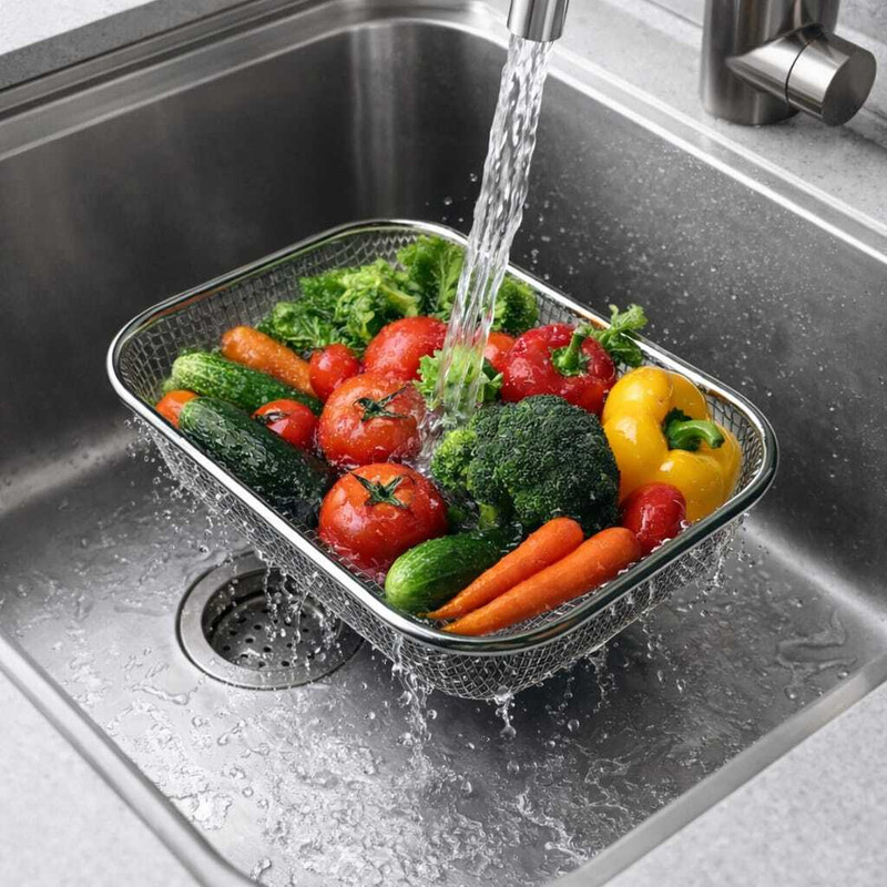 shraddha kitchen store Stainless Steel Fruit & Vegetable Basket(Silver)