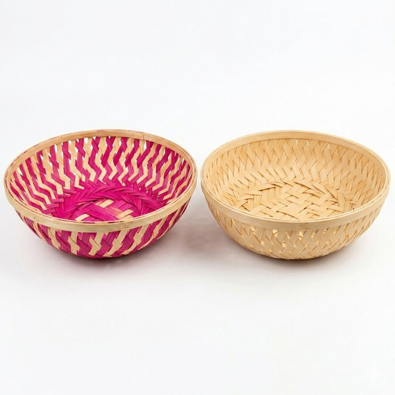 SINDHU BHARATHI Bamboo Fruit & Vegetable Basket(Brown)