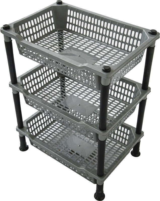VM BOND Kitchen Rack 4 Layer Multipurpose Shelf Stand Basket Rack Plastic Fruit & Vegetable Basket(Blue)
