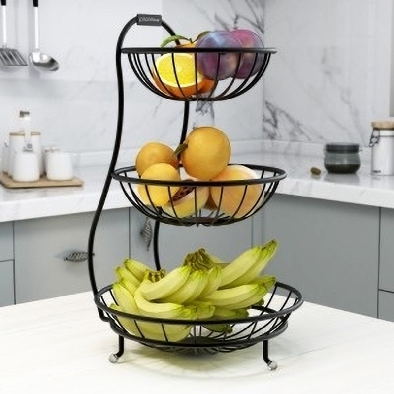 PRERNA Prerna Black 3 tier Multipurpose Fruit & Vegetable basket Iron Fruit & Vegetable Basket(Black)
