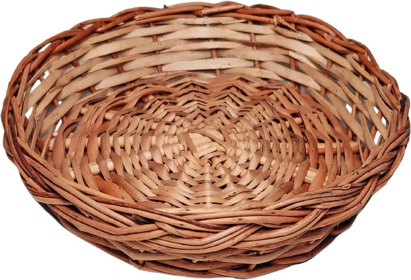 Artier Multipurpose Decorative Hand Woven Cane/ bamboo round tray Wooden Fruit & Vegetable Basket(Brown)