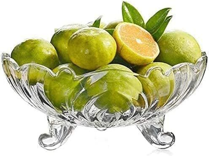 KRISHAV WORLD Crystal Wave Glass Bowl Grass Fruit & Vegetable Basket(Clear)