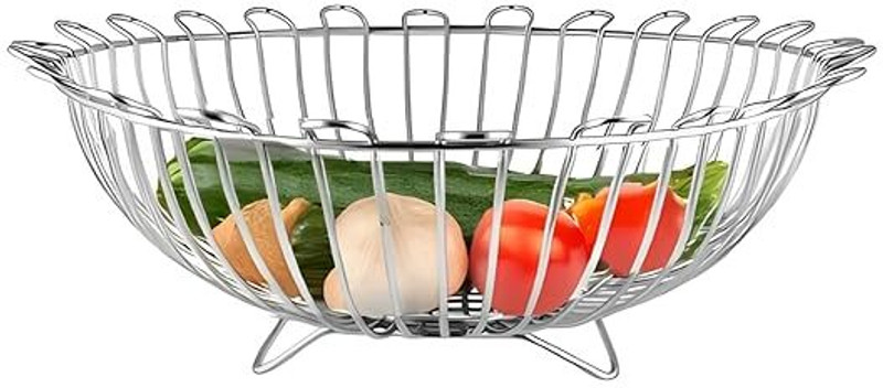 NSVL Multipurpose Basket Stainless Steel Fruit & Vegetable Basket(Silver)