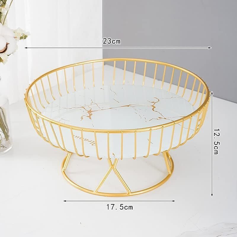 Decorcave Golden Metal Cake Stand with Marble Base for Display Iron Cake Server(Pack of 3)