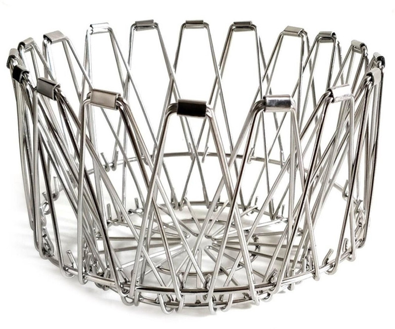 PALOMINO Multipurpose Stainless Steel Folding Fruit and Vegetable Basket (8 Shapes) Steel Fruit & Vegetable Basket(Silver)