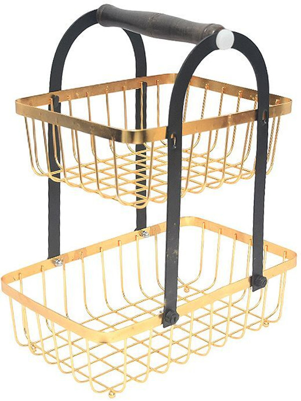Meers International 2 Tier Detachable UBG Iron Fruit & Vegetable Basket(Gold)