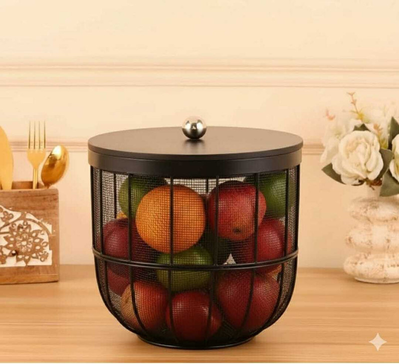 M Z handicrafts BFB-1322 Iron Fruit & Vegetable Basket(Gold)