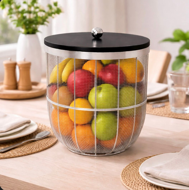SalnaDecor fruit vegatable basket perfect for kitchen Iron Fruit & Vegetable Basket(Silver)