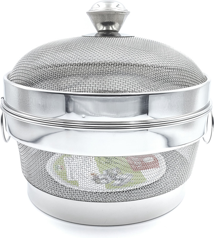EVK Stainless Steel Fruit Basket for Dining Table With Net Cover & Lid_9 INCH _ Stainless Steel, Steel Fruit & Vegetable Basket(Steel)