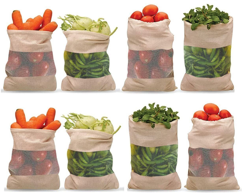 blendmix cotton vegetable bags / sabji bags / kitchen freez storage pouch / fruits pouch Cotton Fruit & Vegetable Basket(Beige)