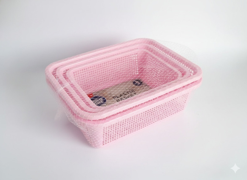 Joyo Plastic Home One Plastic Basket Scottish 3 N Plastic Fruit & Vegetable Basket(Pink)