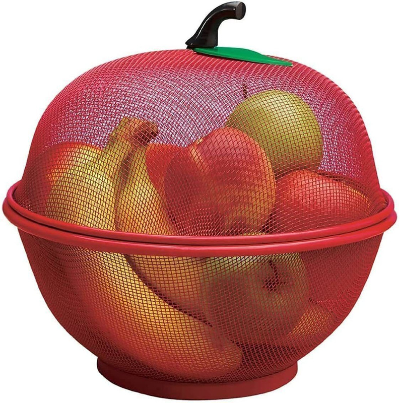 Bhagwati Enterprise Apple Shape Fruit & Vegetable Basket With Protective Lid Steel Fruit & Vegetable Basket(Multicolor)