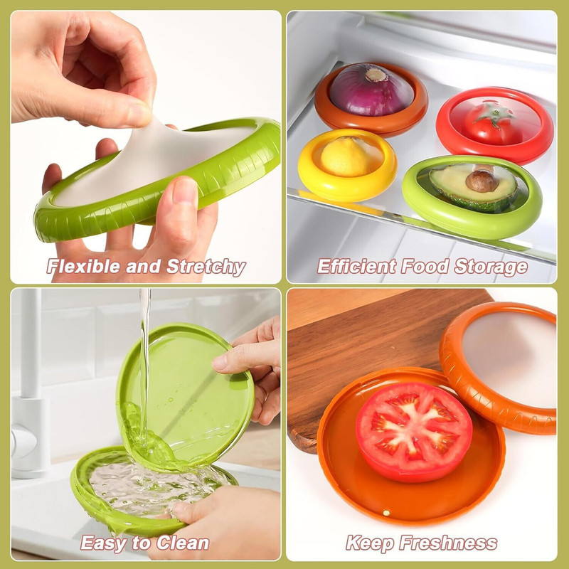 WAKTORO 4 Pcs Fruit Vegetable Storage Box Set - 4pc Fruit Storage Containers Silicone, Plastic Fruit & Vegetable Basket(Multicolor)