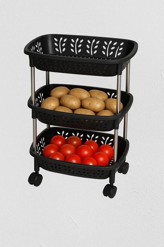 MARUTI ENTERPRIS TROLLY Steel, Plastic Fruit & Vegetable Basket(Black)