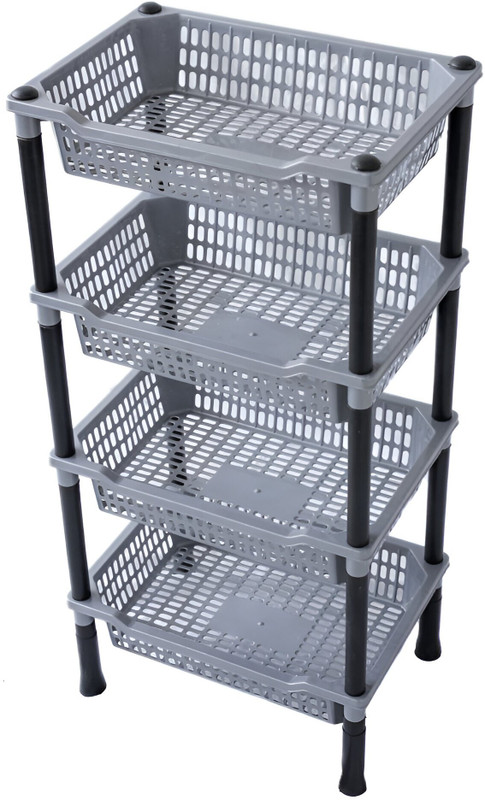 VM BOND 4-Layer Kitchen Storage Rack Plastic Fruit & Vegetable Basket(Grey)