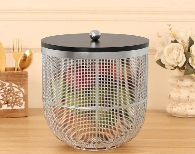 ROHINI HOME DECOR Iron fruit basket Storage Basket(Pack of 1)