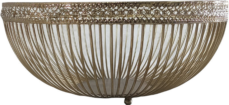 M R HANDICRAFT Metal Gold Fruit Basket - Stylish Centerpiece for Dining Table Cast Iron Fruit & Vegetable Basket(Gold)