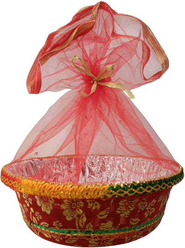Lavish Secrets Set of 10 - ( 12 INCHES )BASKET FOR WEDDING / FRUITS / VEGETABLES PACKING Plastic Fruit & Vegetable Basket(Multicolor, Red)