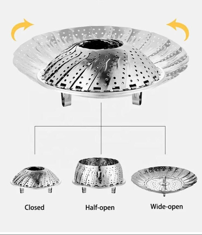 Ashmakam Steam Plate for Cooking - Folding Basket for Veggies, Idli & More Stainless Steel Steamer(1 L)
