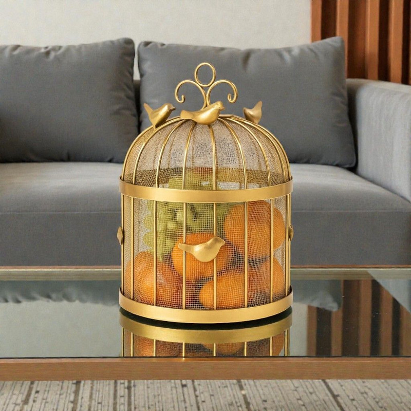 DECOR WHIZ Gold Plated Fruit & Vegetable Basket(Gold)