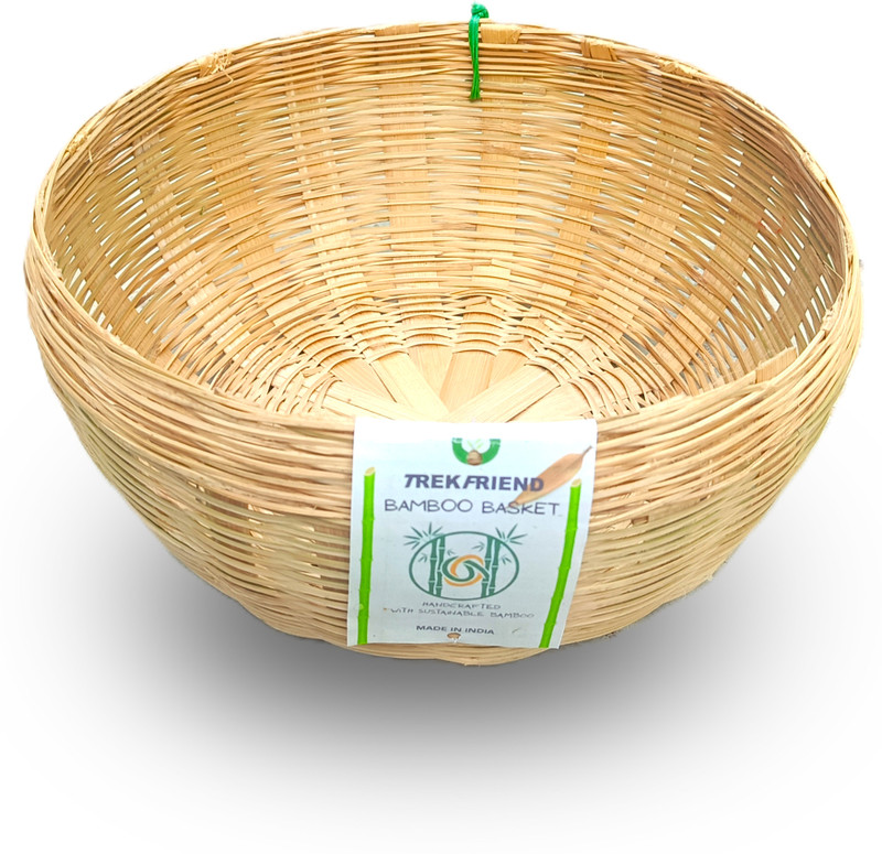 TREKFRIEND Bamboo Basket for Fruits, Vegetables & Home Storage |Jhuri for Kitchen & Dining| Bamboo Fruit & Vegetable Basket(Beige)