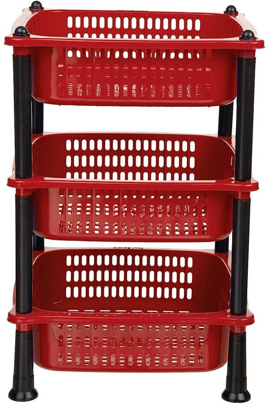 VM BOND Plastic Plastic Kitchen Basket Rack Vegetables & Office ,Onion Basket Fruits Plastic Fruit & Vegetable Basket(Red)