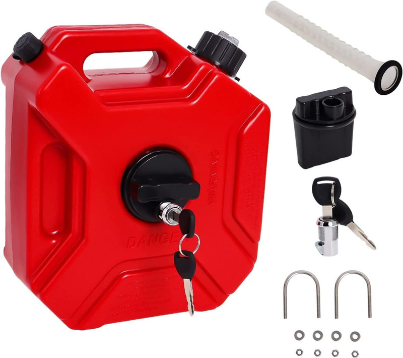 road religion 5 Liter Jerry Can with Fitting and Lock Gasoline/Fuel Container (Red) 5 L Fuel Can(Petrol, Diesel)
