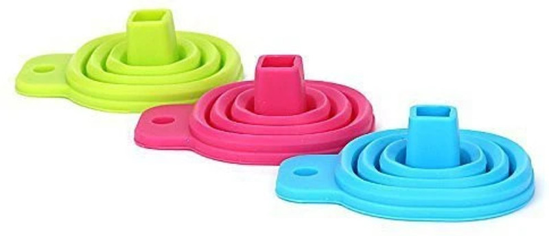 TRISHA MART Funnels Food Grade Silicone Mini Foldable Rubber Funnel Silicone Funnel(Multicolor, Pack of 3)