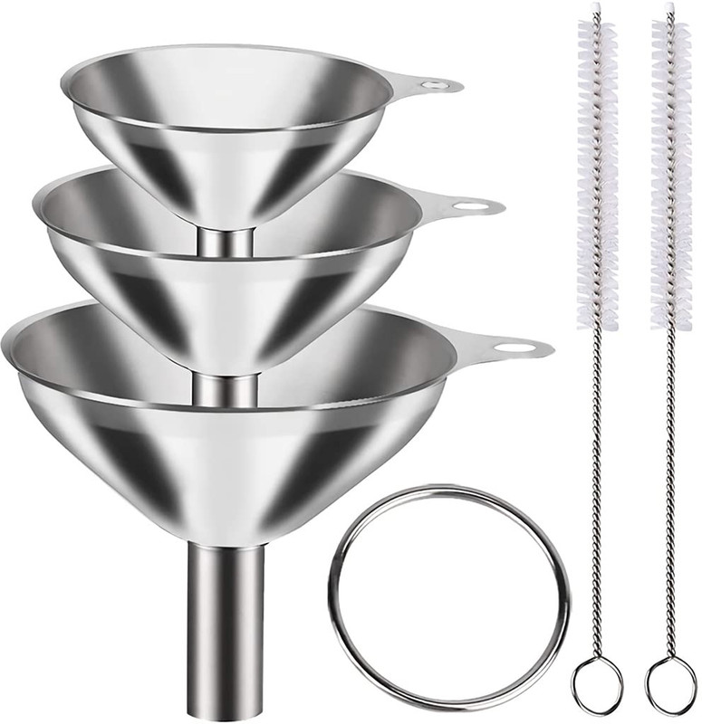 MMTSWorld 3Pcs Metal Stainless Steel Funnel Food Grade Mini Funnels for Kitchen Steel Funnel Set(Silver, Pack of 5)
