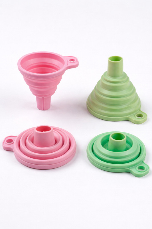 SHAGNEST Silicone Funnel | Foldable Flexible Kitchen Funnel For Oil, Water & Liquid Silicone Funnel(Pink, Pack of 1)
