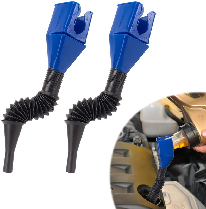 SMB ENTERPRISES Automotive Flex Funnel, Flexible Long Neck Oil Funnel Plastic Funnel(Blue, Black, Pack of 2)