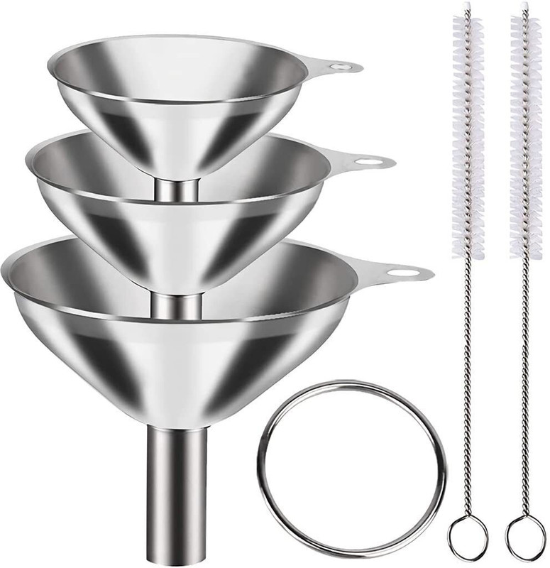 brahmani Stainless Steel Funnel Set with Cleaning Brushes Stainless Steel Funnel Set(Silver, Pack of 1)